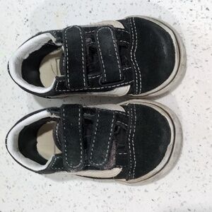 Vans Kids Black and White Velcro Sneakers